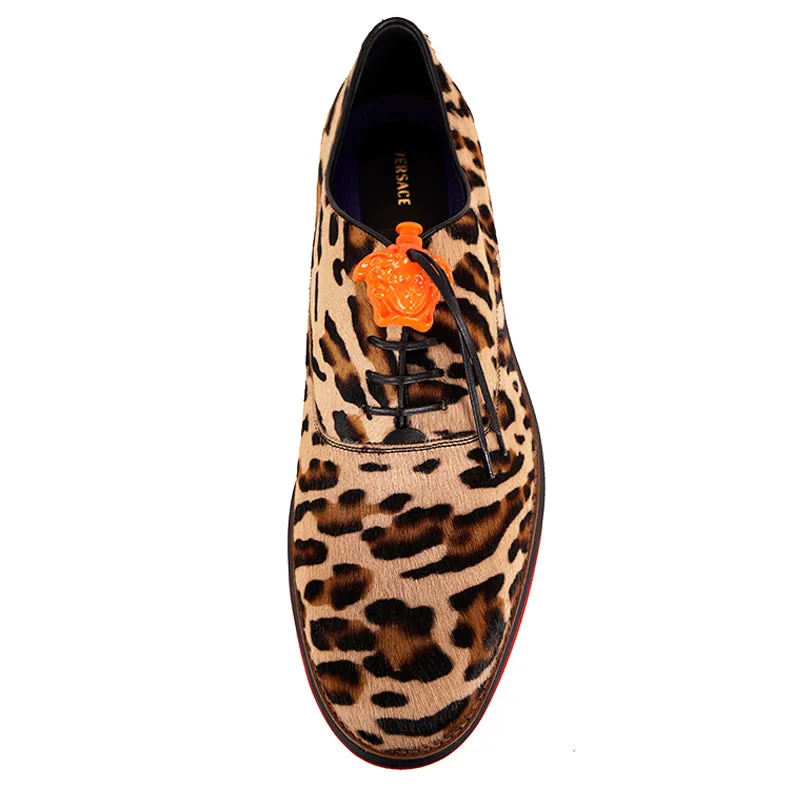 45.5 12.5 NEW $995 VERSACE Men's Leopard Print Medusa HYBRID SNEAKERS OXFORD NIB