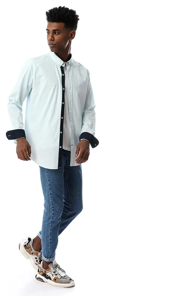 53527 Solid Full Sleeves Buttoned Sky Blue Shirt