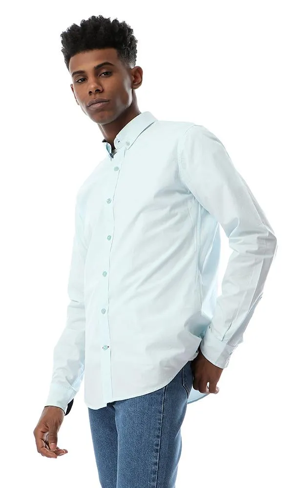 53527 Solid Full Sleeves Buttoned Sky Blue Shirt