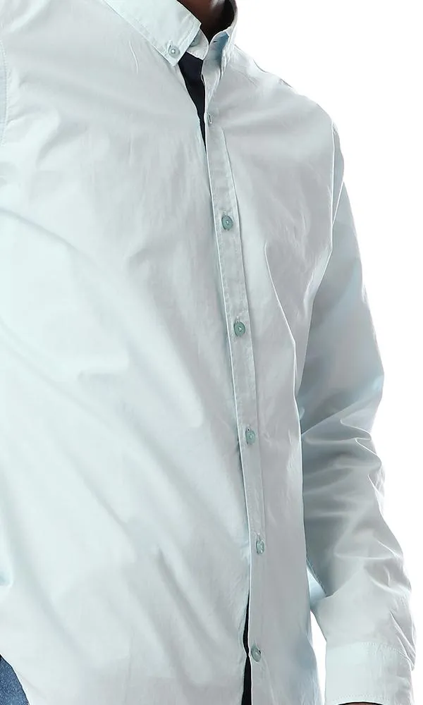 53527 Solid Full Sleeves Buttoned Sky Blue Shirt