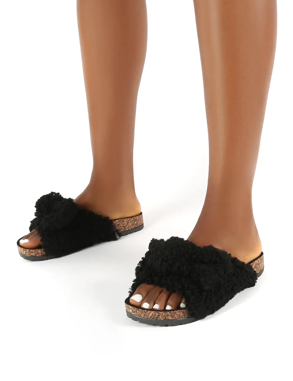 Allison Black Bow Detail Flat Slider