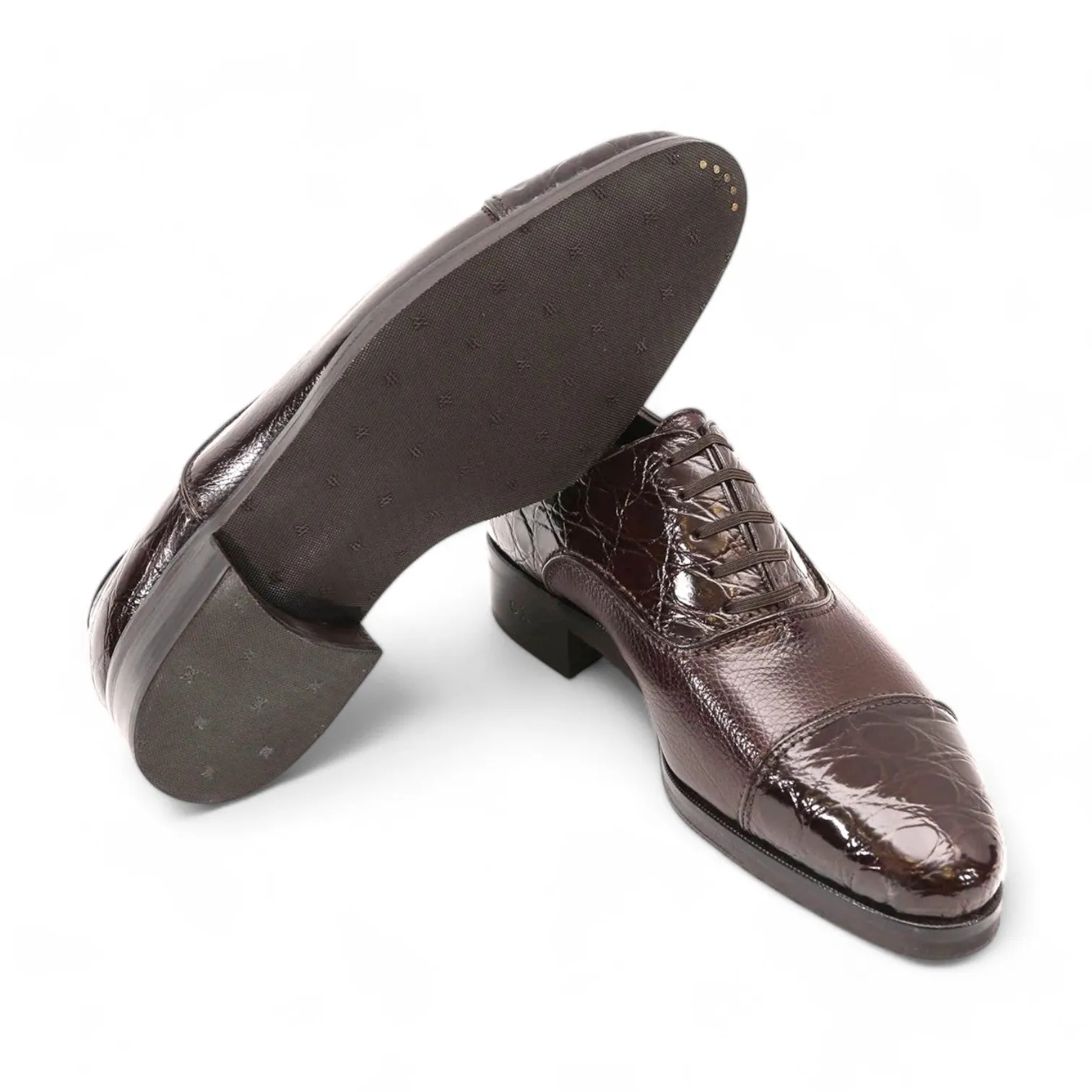 Artioli Camillo Men's Shoes Exotic Crocodile / Beaver Leather Oxford (ART1085)