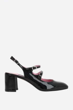 Banana patent leather mary-jane slingbacks