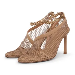 Bottega Veneta Beige Mesh Chunky Chain Pumps 37