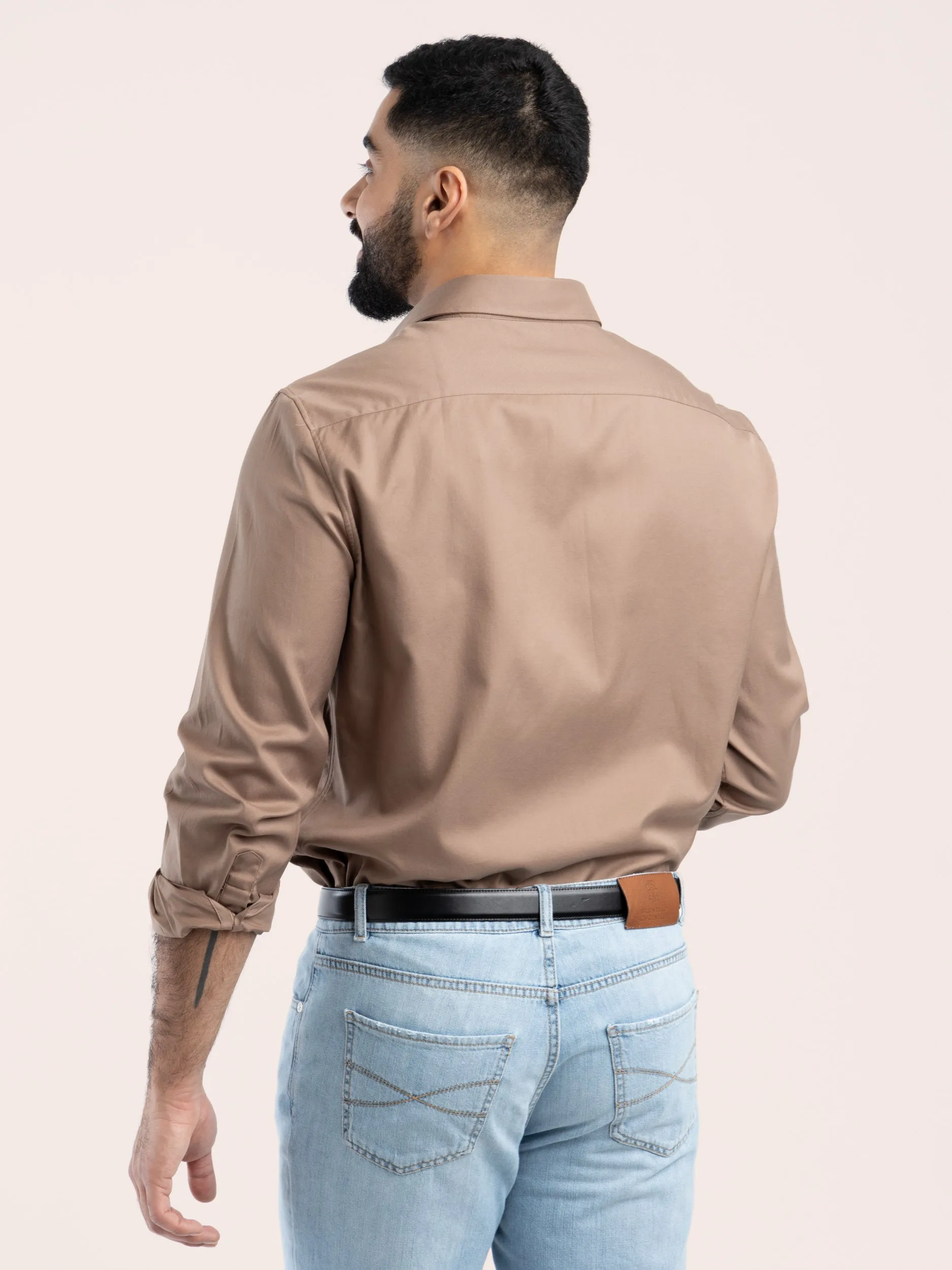 Brown Cotton Sport Shirt