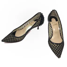 Christian Louboutin Black Guni Mesh Spike 55mm Pumps Size US7.5 | IT38