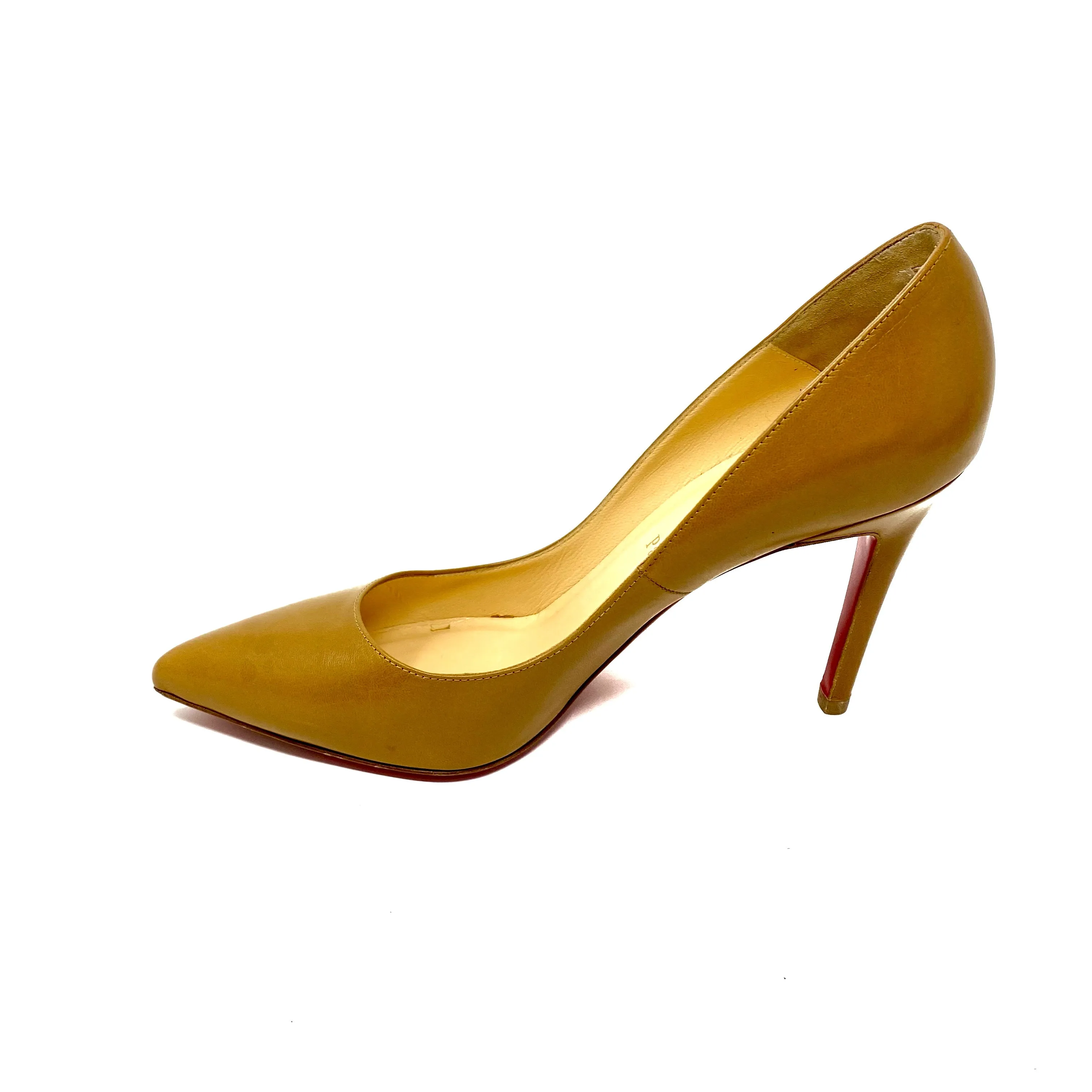 Christian Louboutin Kate 100mm Pumps in Dark Beige Leather 38 | 7.5