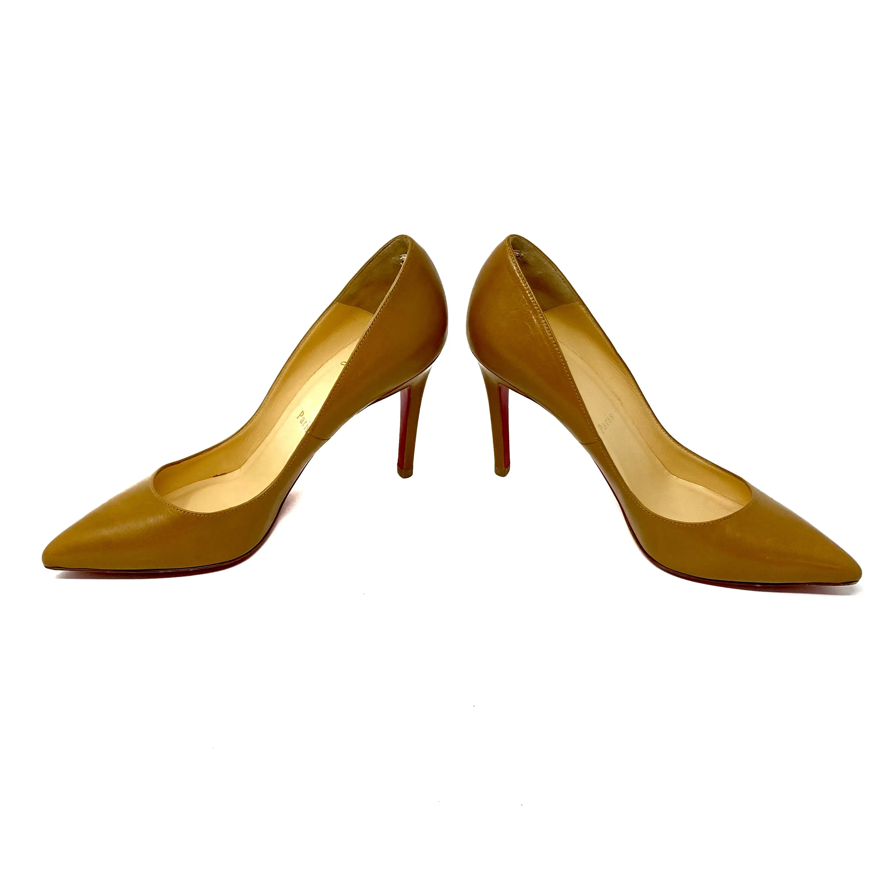 Christian Louboutin Kate 100mm Pumps in Dark Beige Leather 38 | 7.5