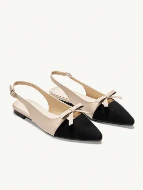 CUCCOO CHICEST Comfortable Pointed-Toe Chinese Style Color-Block Bowknot Flat Shoes For Women