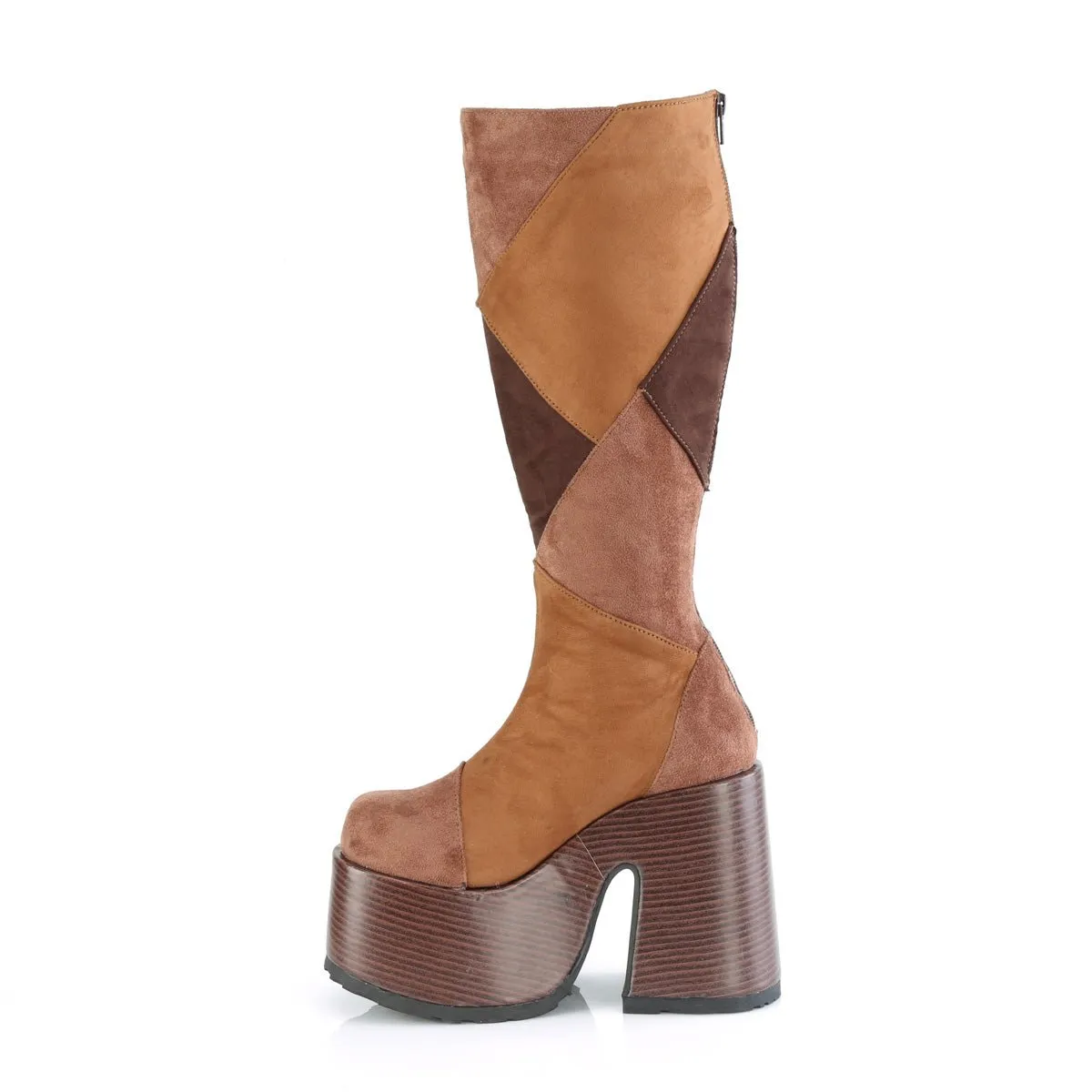 Demonia CAMEL-280 | Brown Vegan Suede Knee High Boots