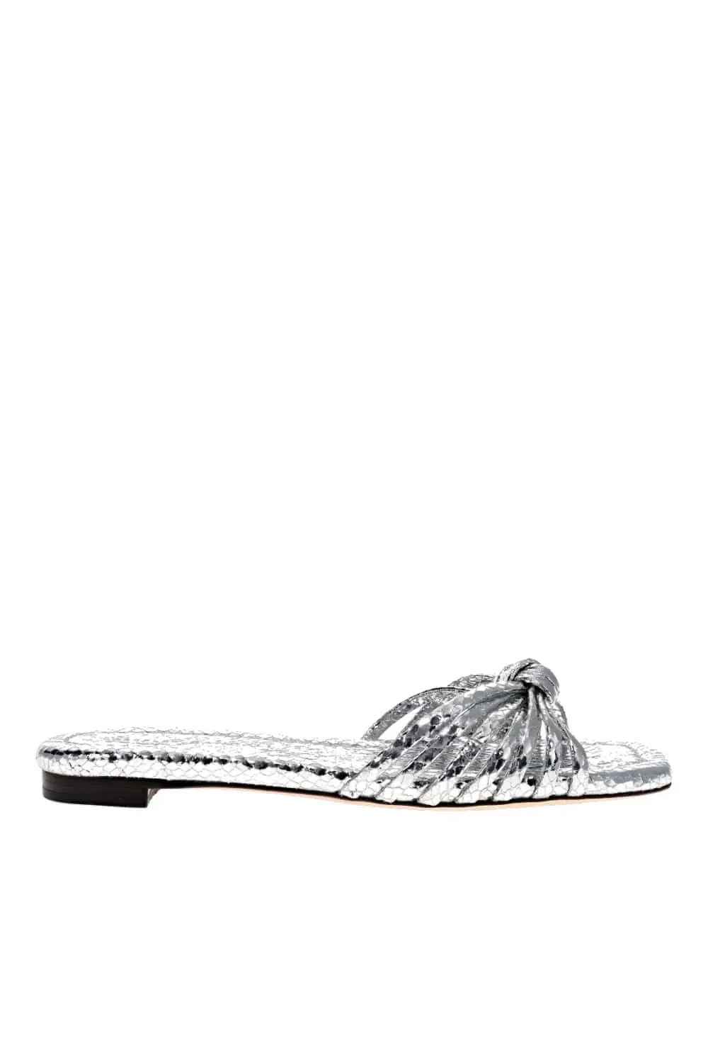 Izzie Silver Knotted Flat Leather Sandal