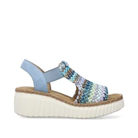 Ladies Rieker Sandals Wedge Multi Colour  69172-91