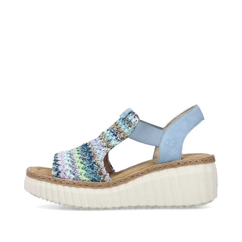 Ladies Rieker Sandals Wedge Multi Colour  69172-91