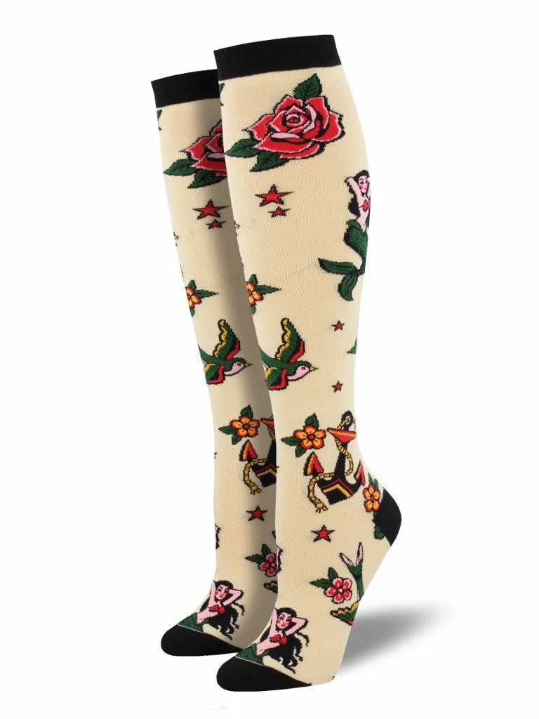 Ladies Tattoo Knee High Socks
