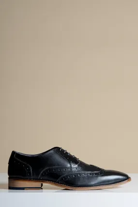 MARCO - Black Grey Leather Wingtip Oxford Shoe