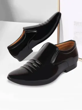 Men Black Casual Patent Leather Slip-On Loafers