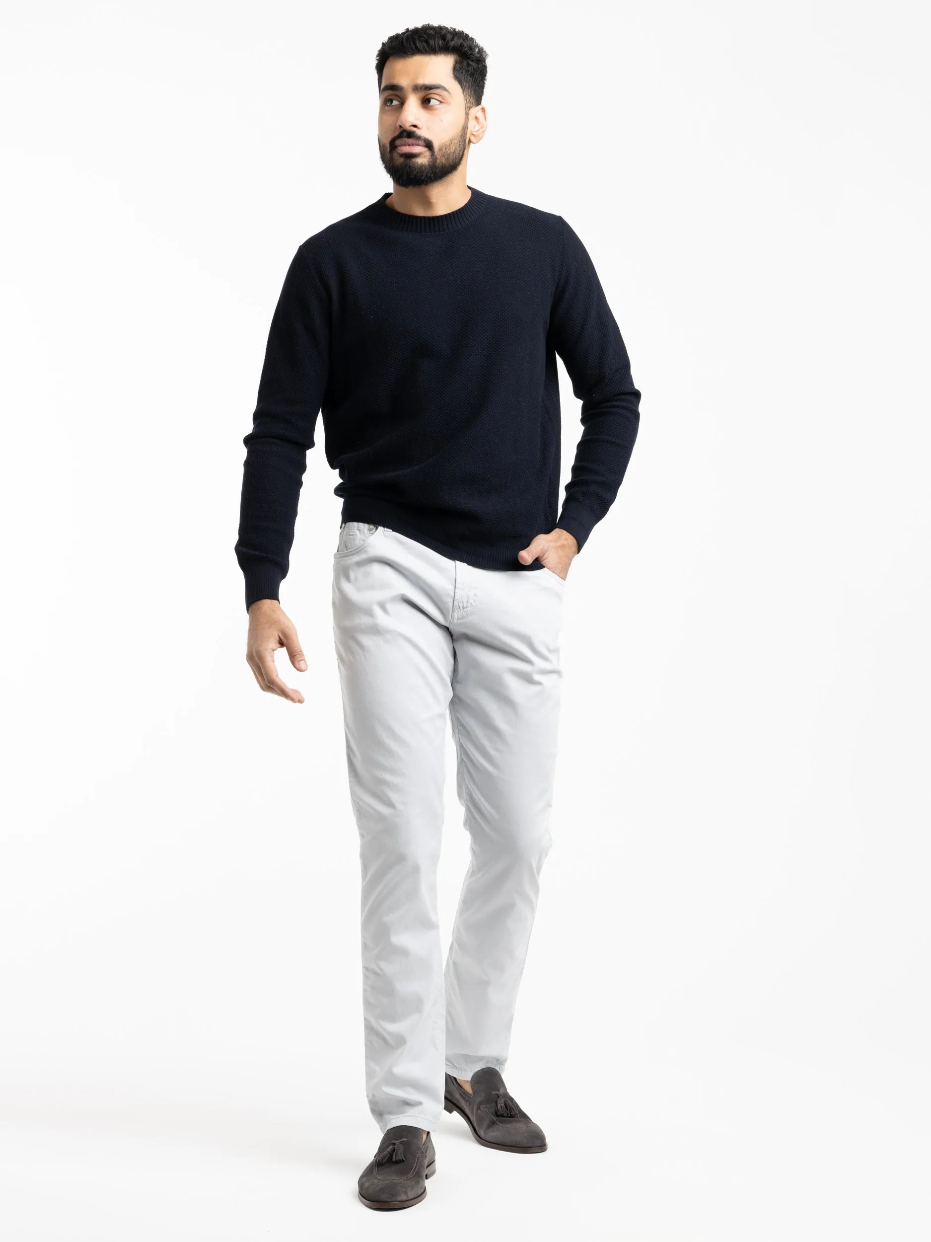 Navy Long-Sleeve Crewneck Sweater