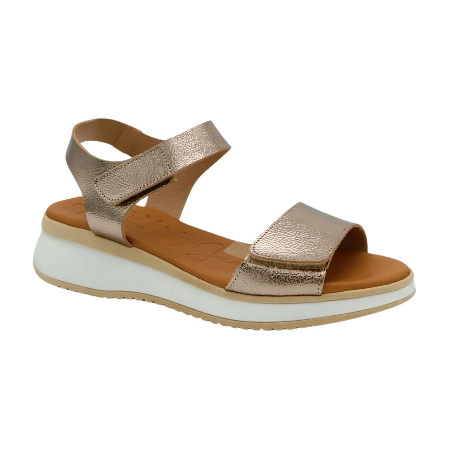 OH MY SANDALS Gold 2 Strap Low Wedge Sandal 5411