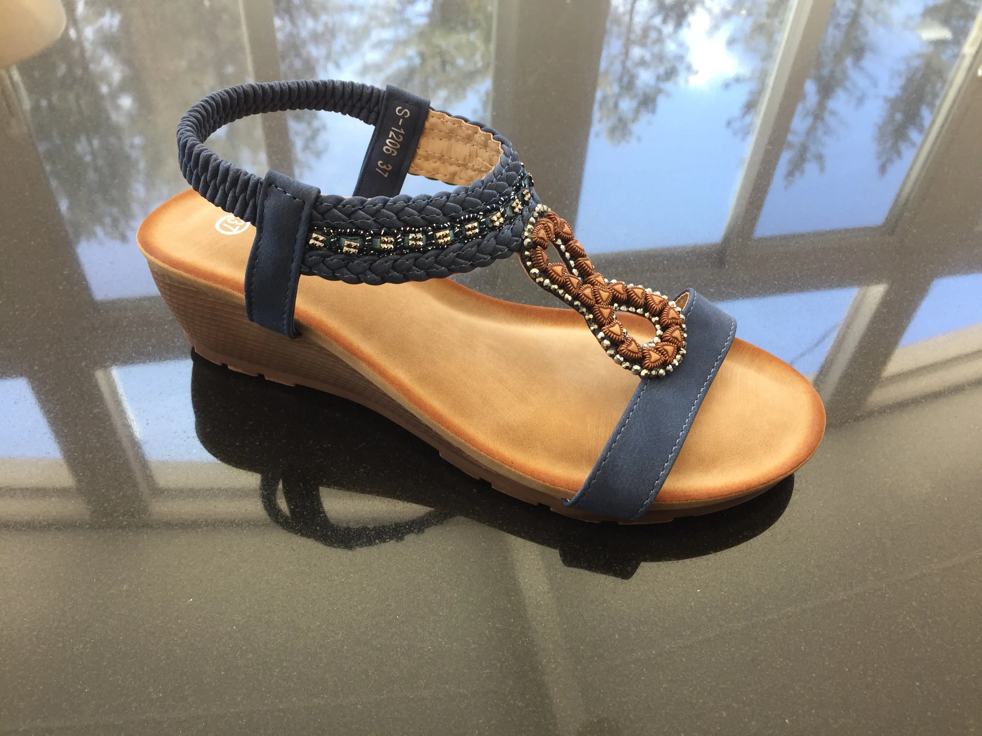 Sandals - Wedge - Navy