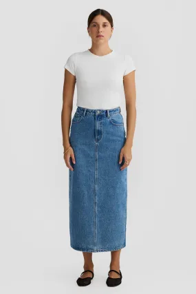 Willow Denim Midi Skirt Mid Blue